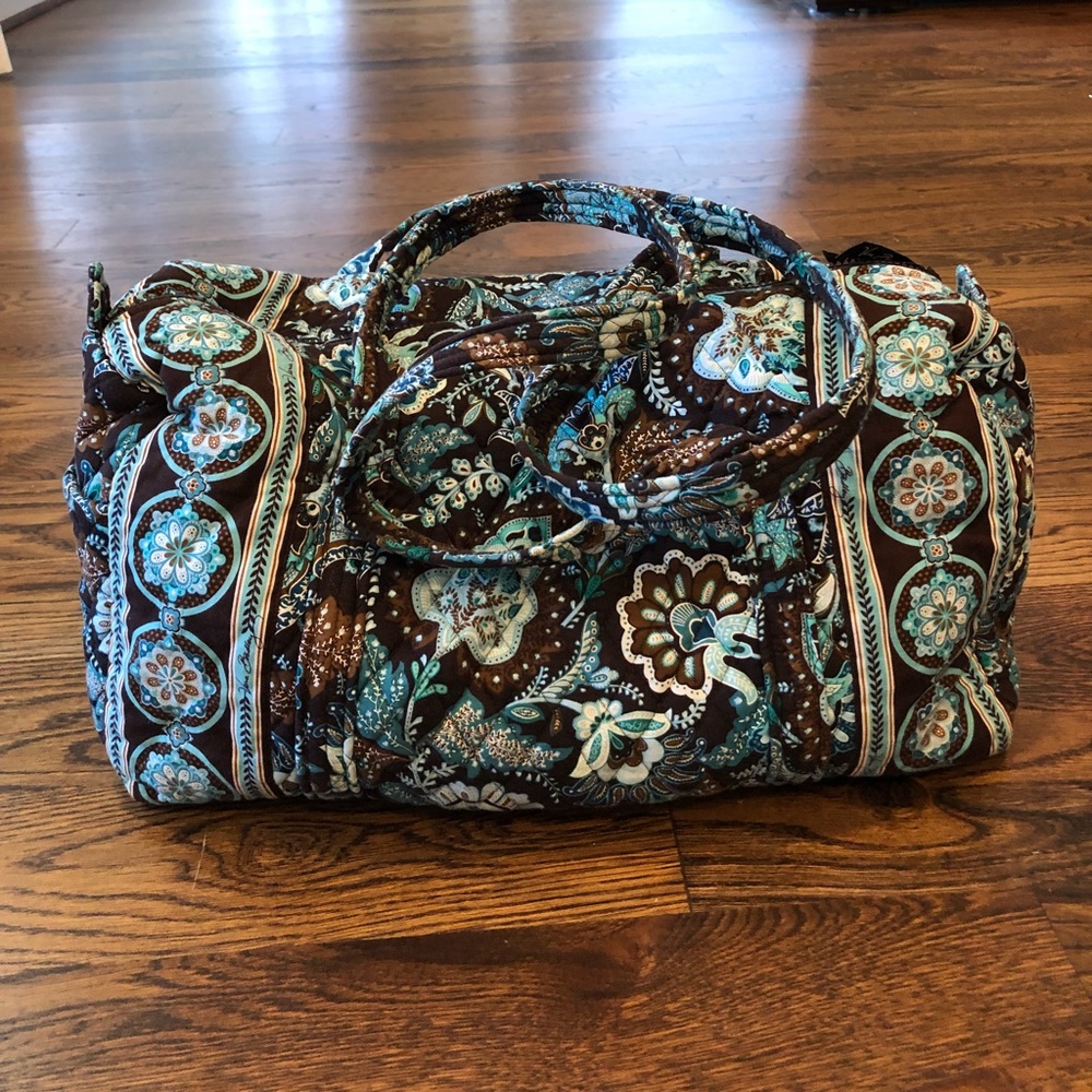 Vera Bradley blue & brown floral large duffle